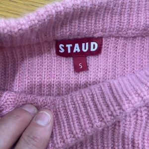 STAUD Soft Pink Turtleneck Sweater